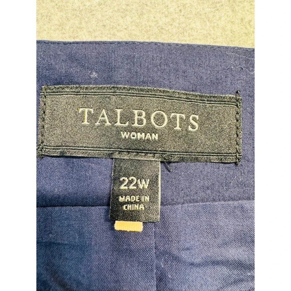 Talbots Women 22W Navy White Polka Dot Stripe A-Line Midi Skirt Plus Size Flowy